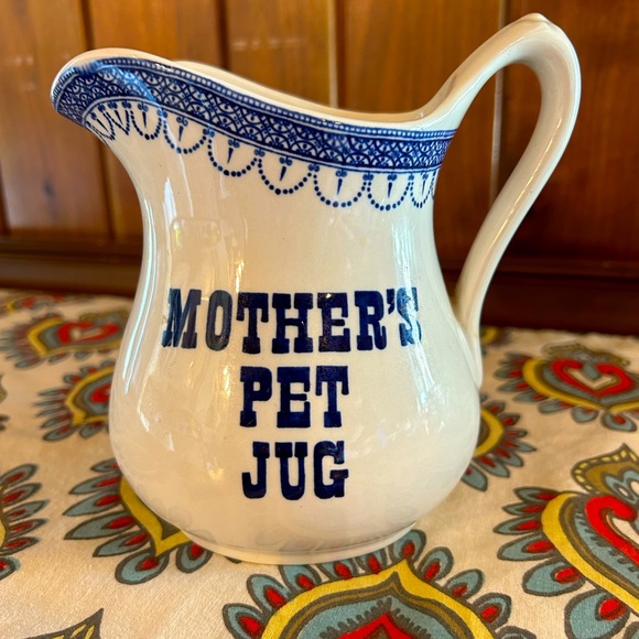 mothers pet jug Royal Crownford Ironstone Staffordshire England, blue white - Picture 1 of 5
